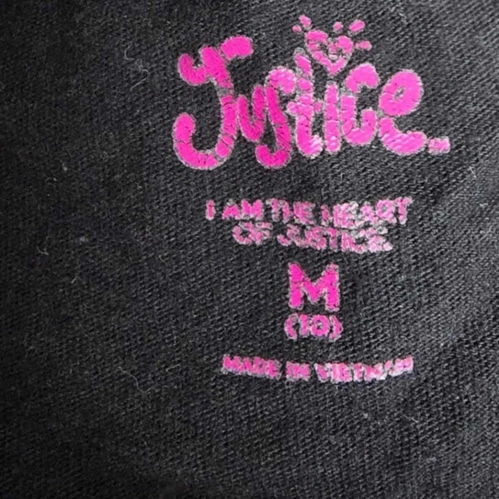 Justice Girls Cropped Long‎ Sleeve Shirt Black Pink Heart Graffiti Size M 10